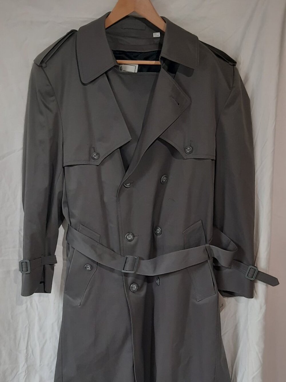London Fog "Towne" Grey Fleece Lined Trench Coat, Men's 42R, New With Tag